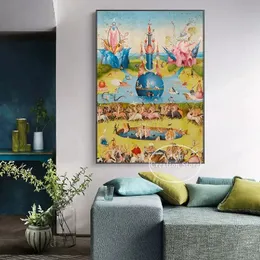 Klassisk berömd målning The Garden of Earthly Delight Affisch av Bosch Hieronymus Wall Canvas målar vardagsrum heminredning