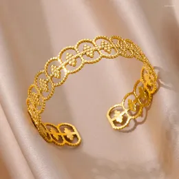 Брушковые браслеты из нержавеющей стали для женщин с золоты