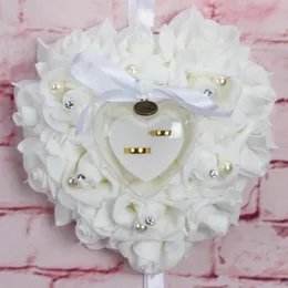 Decorative Flowers  Wreaths 1Pcs Romantic Heart-shape Rose Wedding Decor Valentine's Day Gift Ring Bearer Pillow Cushion Pincushion Pa 236L