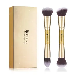 Ducare 2PCS Makeup Brushes Duo End Face Brush for Foundation Powder Buffer و Contour Eyeshadow Commetic Makeup Tools 240529