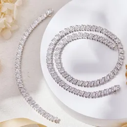 Designer -Kollektion Fashion Style Ring Armband Halskette Frauen Lady Row Inlay Square Cubic Zircon Diamond Hochwertige Schmucksets