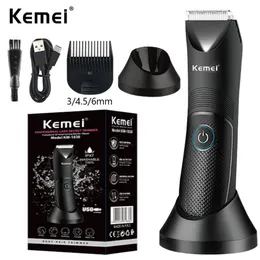 Kemei Groin Area Hair Trimmer Lawn Mower Ceramic Blade WateProof Wet Dry Clippers pubic Armpit Body Hair究極の衛生みのかみそり240528