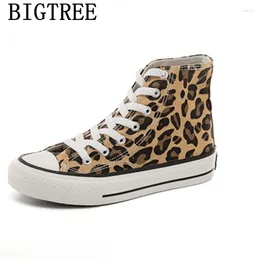 Casual Shoes High Sneakers Ladies Women Canvas Leopard Harajuku Fashion 2024 Buty Damskie
