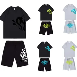 Projektant Mens Tracksuit męski World Tshirts Zestaw Tee Drukowana designerska koszulka krótka T2K TEES Syna World Graphic Tshirt and Shorts Hip Hop Ttshirts Set TEE