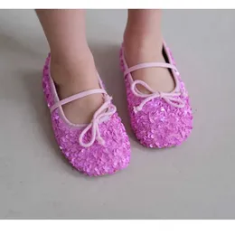 Płaskie buty dziewczęta baletowe buty taneczne kolorowe paillette moda bowtie wiosenne dziecięce buty swobodne buty dla imprezowych dzieci wx5.28