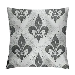 Fleur de Lis Throw Pillow Cushion Cover, Lily Pattern Classic Royal Royal Vintage European Iris Ornamental Art, Decorative Square Accent Pillow Case,