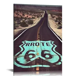 Route 66 Tuval Duvar Sanatı Kaliforniya'nın Mojave Çöl Yol Manzara Resimleri Baskılar Amerikan Vahşi Batı Dağ Resim Dekor Çerçeveli Siyah Tavuk