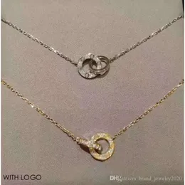Halsband designer skruv hänge kvinnor rostfritt stål smycken dubbel ring diamant åttonal kärlek c