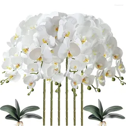 Декоративные цветы 32 -дюймовые искусственные phalaenopsis 9 головы орхидея бабочка растения для домашнего декора 6 шт.