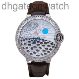Highnd Original Catiert Relógio Automático com logotipo da marca e caixa Leopard Watch Balloon Blue 36mm Cabeça de leopardo mecânico automático com diamante Womens Watch Watch