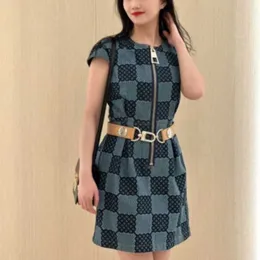 Designer Womens Dresses 24 Summer Checkered Denim Dress Fashionable and Versatile Trendy High End Slimming Mode Dress Shirt Dress