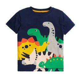 티셔츠 점프 미터 2-7t 공룡 키즈 티 짧은 소매 아기 소년 여자 T 셔츠 여름 동물을위한 셔츠 어린이 탑 의류 d240529