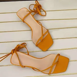 Fashion SONDR Women Sandals Stiletto Shoes Heels Squared Toe Gladiator Lace Up Ankle Strap Narrow Band P 5b9