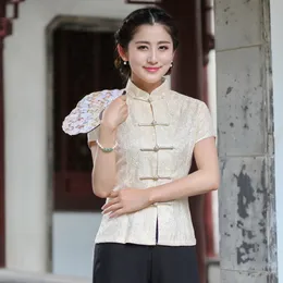 New Womens Chinese Traditional Top Mandarin Collar Qipao Shirt Party Elegant Banquet Evening Ancient Cheongsam camicie camicetta