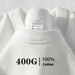 400gsm de alta qualidade de alta qualidade Camiseta pesada para homens Tee de manga curta Tenda de cor sólida Tendência de lazer Streetwear Large 240529