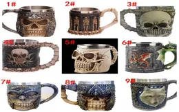 3D Streiksschädel Krieger Tanks Tanks -Viking -Schädel Bier Tasse 3d Schädel Drache Kaffee Tee Flasche Tasse Edelstahl Tasse 9 Design KKA17792757264