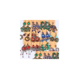 Dangle Kronleuchter Mix Vintage Boho Ethnische Ohrringe galen Diamantharz Lange Quaste Aussage Bronze Sier Ohrhaken für Frauen Fashio Dhcil