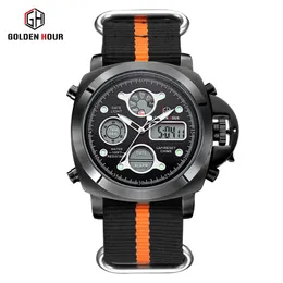Reloj hombre Goldenhour Sport Sport Watch Men Canvas Best Watch Auto Date Dime Show Man Work Watch Relogio Masculino 221M