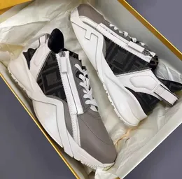 Luksusowy projektant w stylu swobodnym Mężczyźni Flow Sneakers Buty Mesh oddychający Man Zippel Druszek do deskorolki gumowy biegacz podeszwy tkaniny techniczne Casual Spacer Trener Skue EU38-46