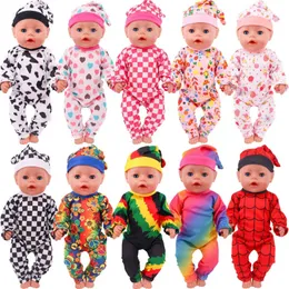 Doll Apparel Doll Complements Long One Piece Pajamas + Nightcap لـ 18 بوصة أمريكان 43 سم رضيع ملحقات دمية جديدة من NENUCO بطانية نوم Y240529