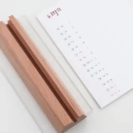 Kuelox 2024 Wooden calendario Paper Desk Calendar DIY Daily Scheduler Table Planner Message Drawing Yearly Agenda Organizer