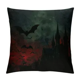 Cuscino del cuscino di pipistrelli di Halloween Spider Ghost Ghost Stone Castello Cesto di lancio Cespello decorativo Cuscino quadrato per divano camera da letto rosso nero