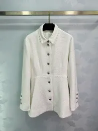 GAODEING NEW FRENCH LIGHT LUXURY THICK TWEED WHITE COLLAR MOONLIGHT COAT