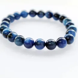 도매 1pcs 천연 파란색 Kyanite 팔찌 6mm 8mm 10mm 12mm 둥근 보석 보석 19cm 240529