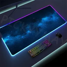 Universe RGB Gaming Mousepad Space Mouse Mats LED Large Gamer Mousepads XXL Keyboard Pads Luminous Desk Mat Mouse Pad Backlit 240529