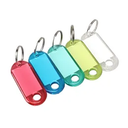Nyckelringar 60st Colorf Frosted Plastic Lage ID Bag Etikett Taggar Keychain Random Color Drop Leverans smycken DHE2Z