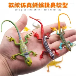 Parti Favorisi 2024 12 PCS/SET Yumuşak Tutkal Simülasyon Kertenkele Model Oyuncak Gecko Bukalemun Çocuklar Bilişsel Oyuncaklar