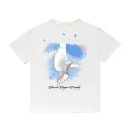 Peace Dove Blume Casual Hip Hop High Street rundes Hals Schwergewichts Baumwollpaar Kurzarm T-Shirt