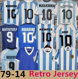 1978 1986 1998 Argentina Retro Soccer Jersey Maradona 1994 1996 2000 2001 2006 2010 Kempes Batistuta Riquelme Higuain Kun Aguero Caniggia Aimarフットボールシャツ8888