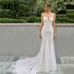 Jeheth elegante vestido de noiva de sereia de renda 2023 Sweetheart sem mangas, sem mangas do chão de vestido de noiva