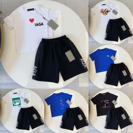 Set di bambini designer Set per ragazzi T-short Shorts Shorts Summer Blue Black Biancust White Childrens Set di abbigliamento estivo 2-10 anni K515#