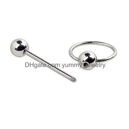 Tongue Rings Lot50Pcs Jewelry-Surgical Steel Ring Bells 14G16Mm Nipple Shield Bar Body Piercing Jewelry Drop Delivery Dhjq7