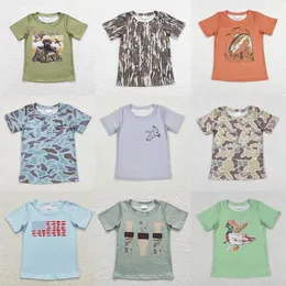 T-shirts Wholesale Baby Boy Summer Short Sleeves Ducks Dogs T-shirts Tee Children Kids T-Shirt Toddler Camo Clothing d240529