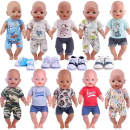 Dollowa odzież bezpłatna koszulka zwierząt i szorty dla amerykańskiej 16-18 cali dziewczyna lalka urodzona Baby Reborn Doll Elementy nasze pokolenie Nenucozap Y240529