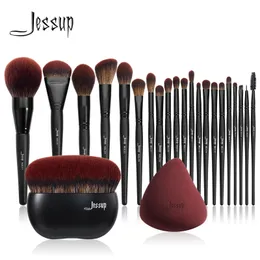 Jessup Black Make -up Pinsel Set T271 mit Make -up -Bürstenfundamentpinsel mit Make -up -Schwamm T881 240529