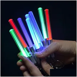 Keychains & Lanyards Led Flashlight Stick Keychain Mini Torch Aluminum Key Ring Durable Glow Pen Magic Wand Lightsaber Drop Delivery Dhkkt