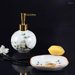 Flüssige Seifenspender Wshyufei 2pcs/Set Keramiklotion Flasche Schüssel Badezimmer Shampoo Duschgel leerer Handabflaschen Kasten Set