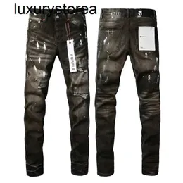 Purple Jeans American High Street Проблемная черная краска 2024 Новая модная тенденция Высококачественная джинсы высококачественные джинсы
