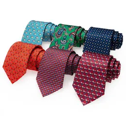 Neck Ties 2021 New Fashion Printed Tie Handmade 8cm Silk Neckline Paisley Pattern Geometric Tie Business Party Wedding Gift Q240528
