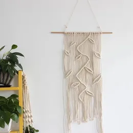 Tapestries Macrame Wall Art Handmade Cotton Hanging Tapestry With Lace Fabrics Bohemian Woven Home Decor Wedding