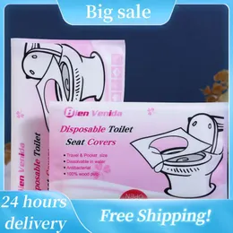 Toilet Seat Cover Hotel Hospital Disposable Biodegradable Travel Ten Portable Toilet Supplies Toilet Mat Non-woven Fabric