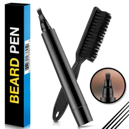 Waterproof Beard Pen Beard Filler Pencil And Brush Beard Enhancer Lasting Repair Moustache Coloring Shaping Tools Hair Pencil