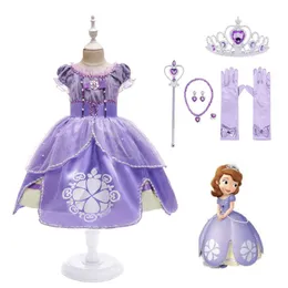 Kinder Prinzessin Sofia Kleid für Girl Cosplay Kostüm Puff Ärmel Layerd Kleider Kinderparty Geburtstag Sophia Ruffle Fantastische Kostüme L2405