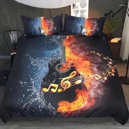 Bedding Sets Flame Guitar 3D Printed Set For Kids Cartoon Bed Cover Single Boys Duvet Bedclothes