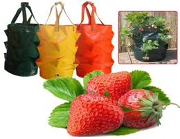  Çilek dikimi büyüyen çanta 3 galon multimouth konteyner çantası yetiştirme ekici torbası kök bonsai bitki pot bahçe malzemeleri w24979921