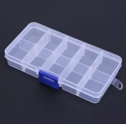 10 bölme saklama kutusu Boncuk halkaları için pratik ayarlanabilir plastik kasa mücevher ekran organizatörü4975126